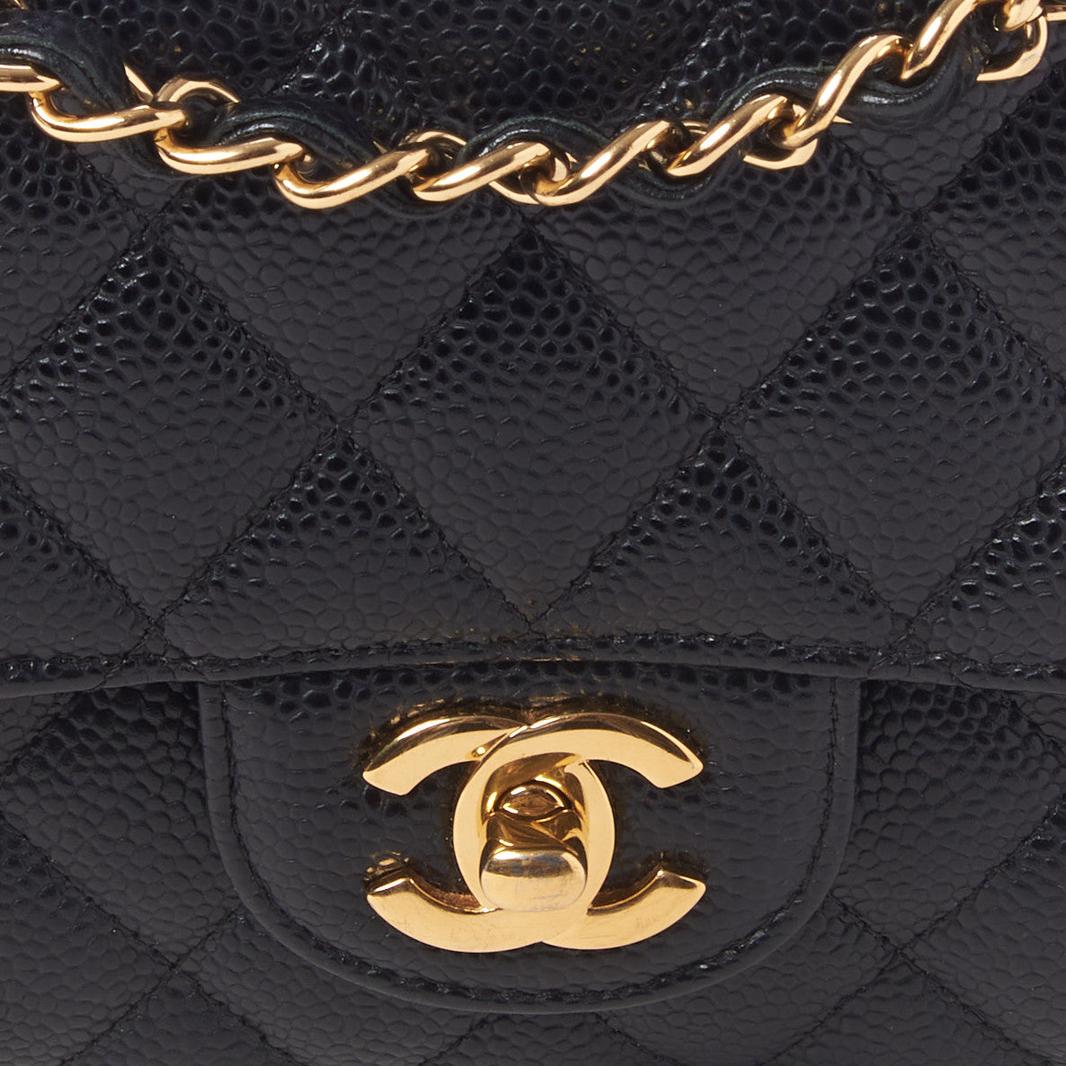 Caviar Quilted Medium Double Flap Black