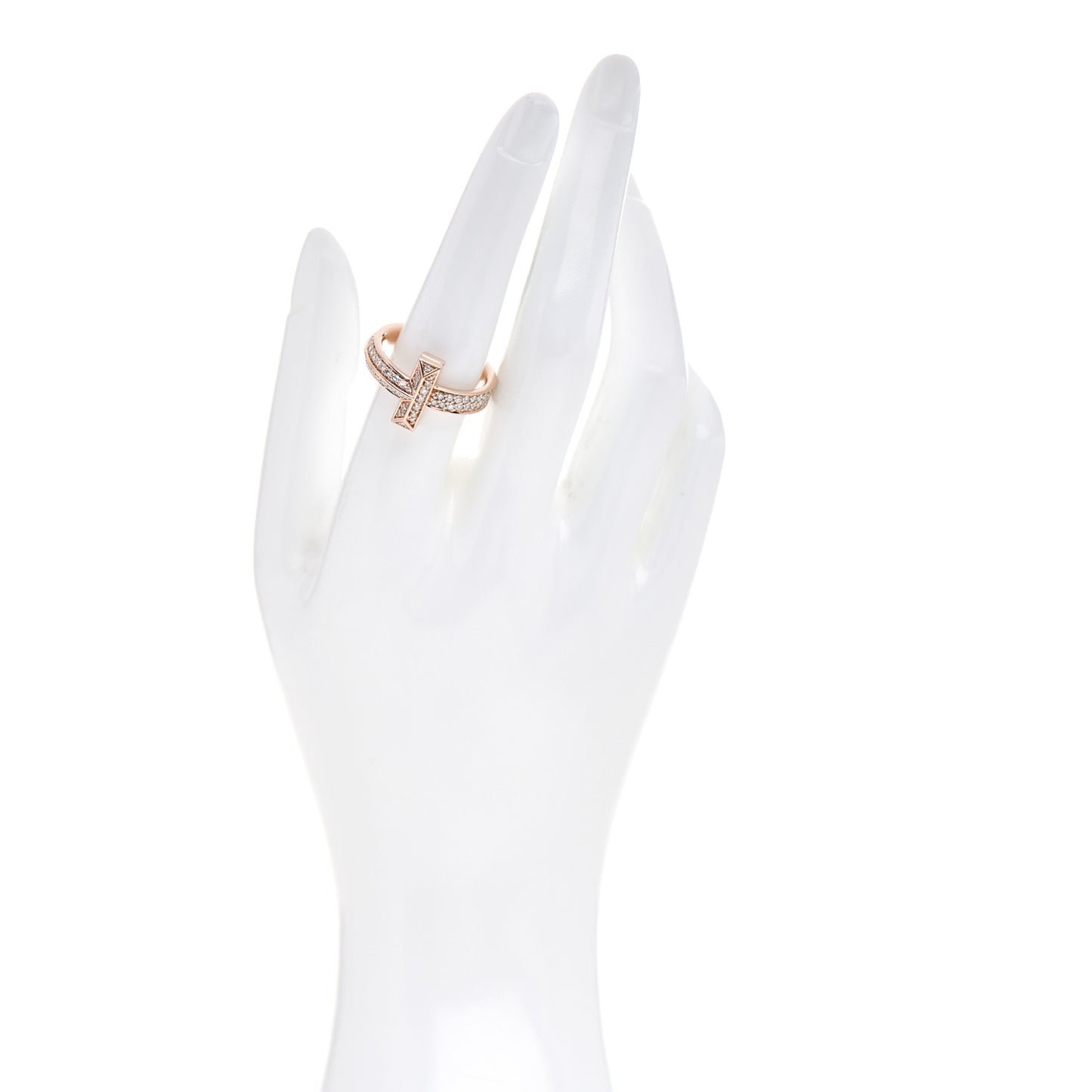 18K Rose Gold Diamond Wide T T1 Ring 58 8.5