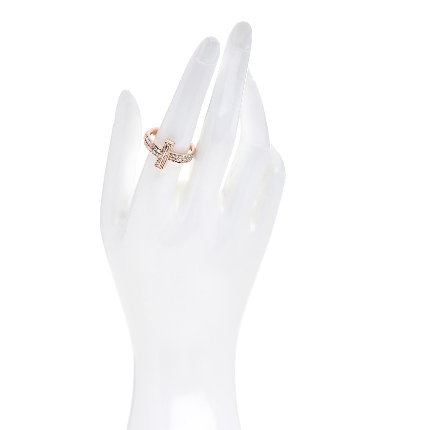 Tiffany 18K Rose Gold Diamond Wide T T1 Ring 58 8.5 2 of 6