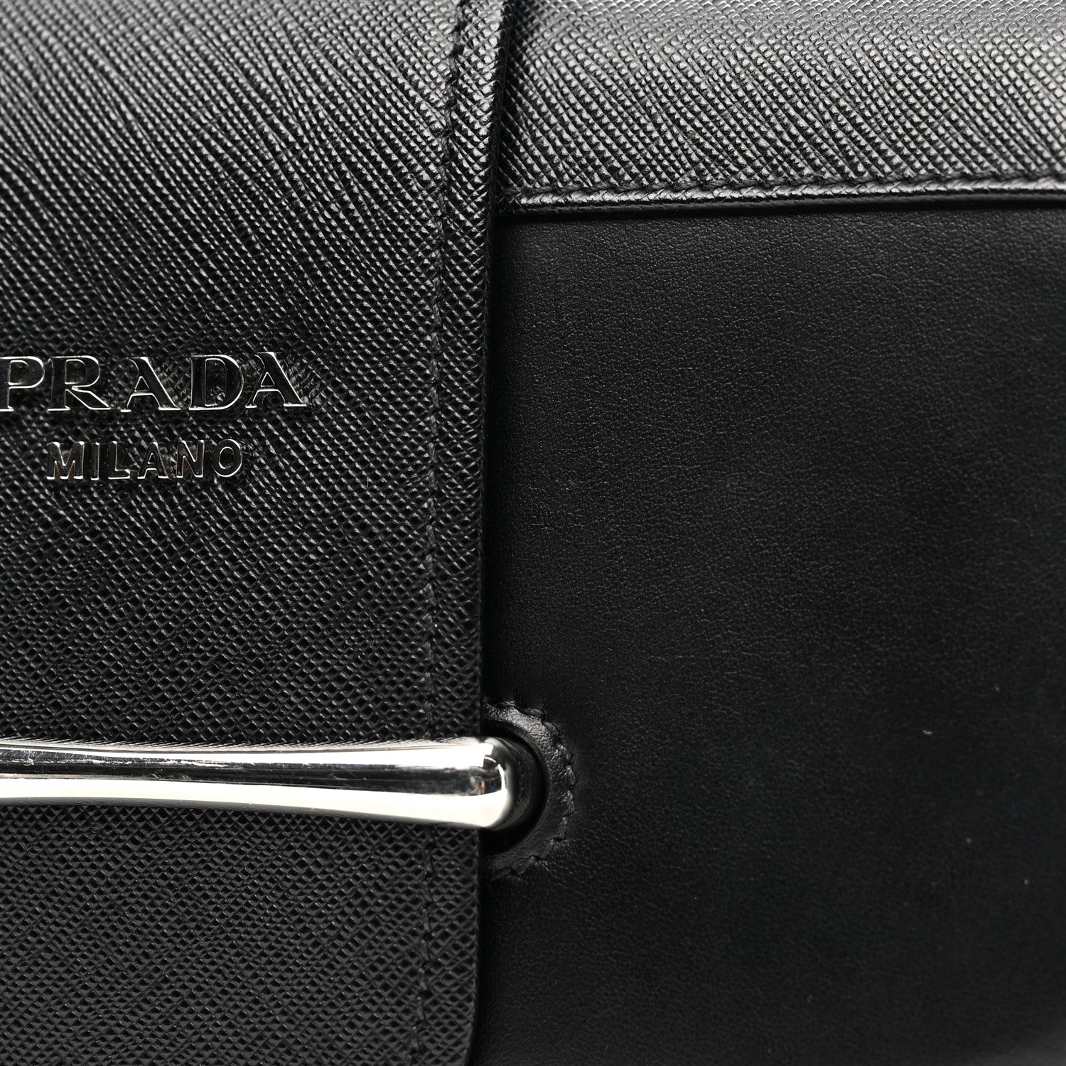 Prada City Calfskin Saffiano Sidonie Shoulder Bag Black 10 of 11