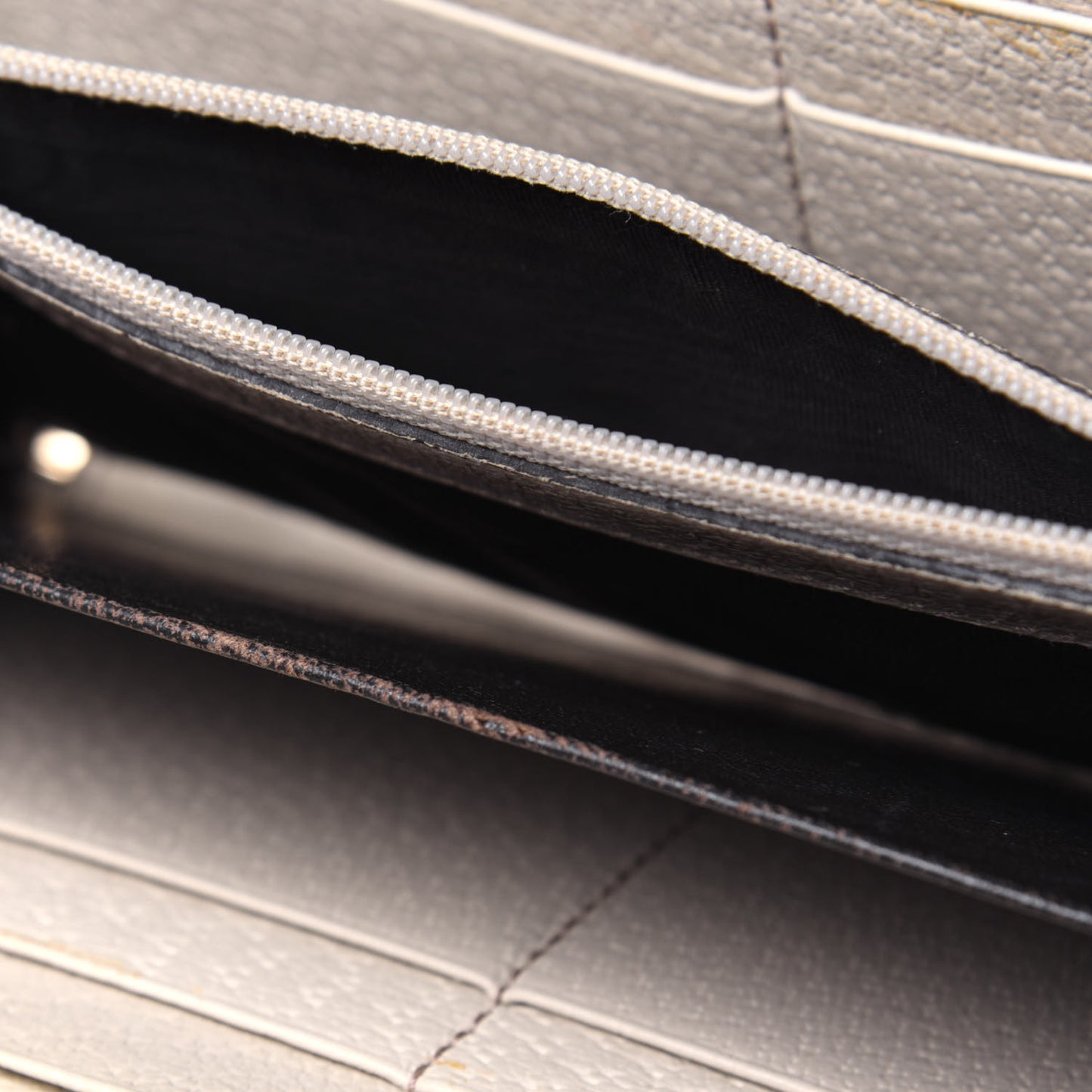 Monogram Metal Bar Zip Around Wallet Beige Ebony Off White
