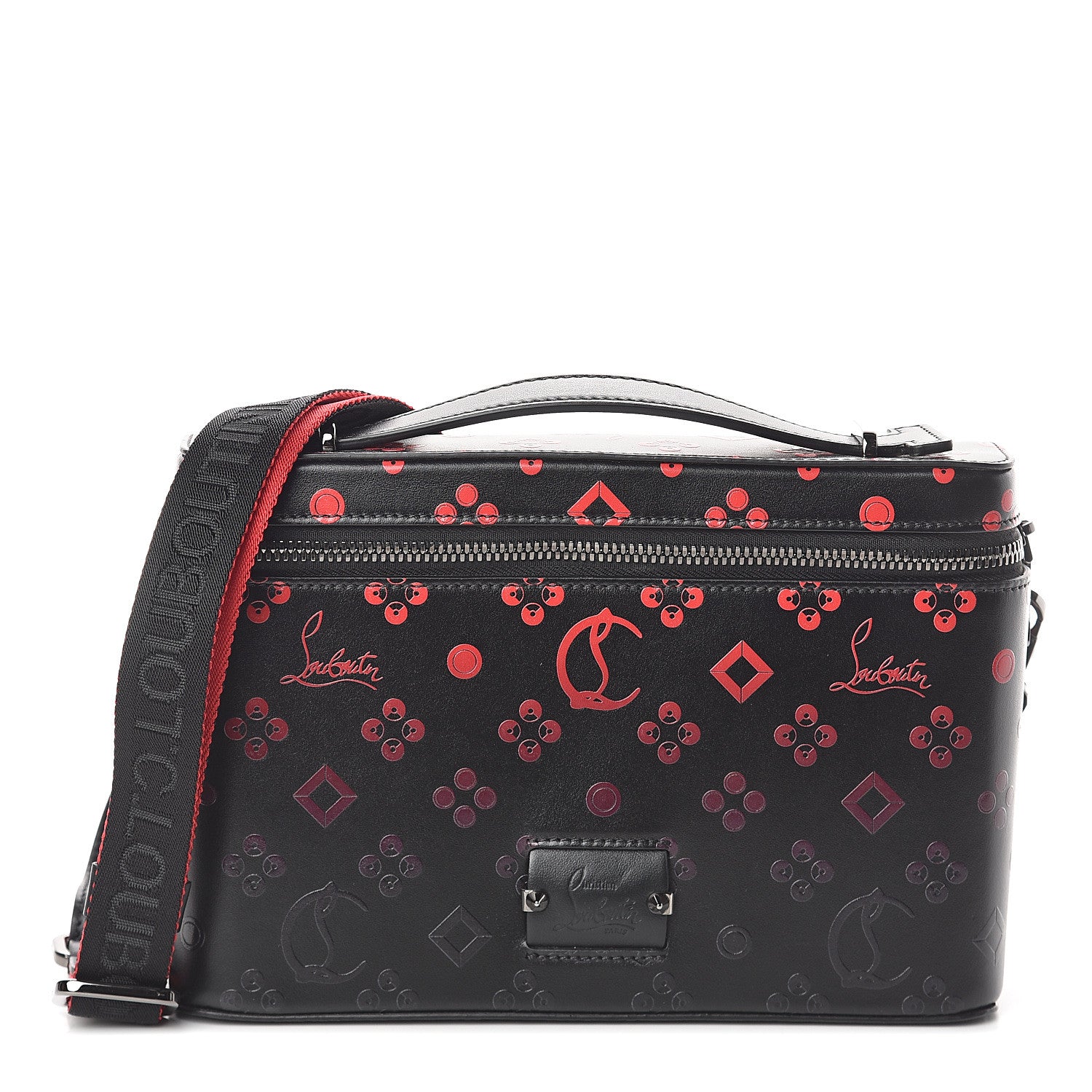 Christian Louboutin Calfskin Degrade Loubinthesky Kypipouch Messenger Bag Black Red 1 of 8
