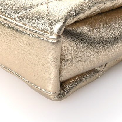 Chanel Metallic Lambskin Quilted Mini CC Crystal Logo Chain Flap Gold 10 of 11