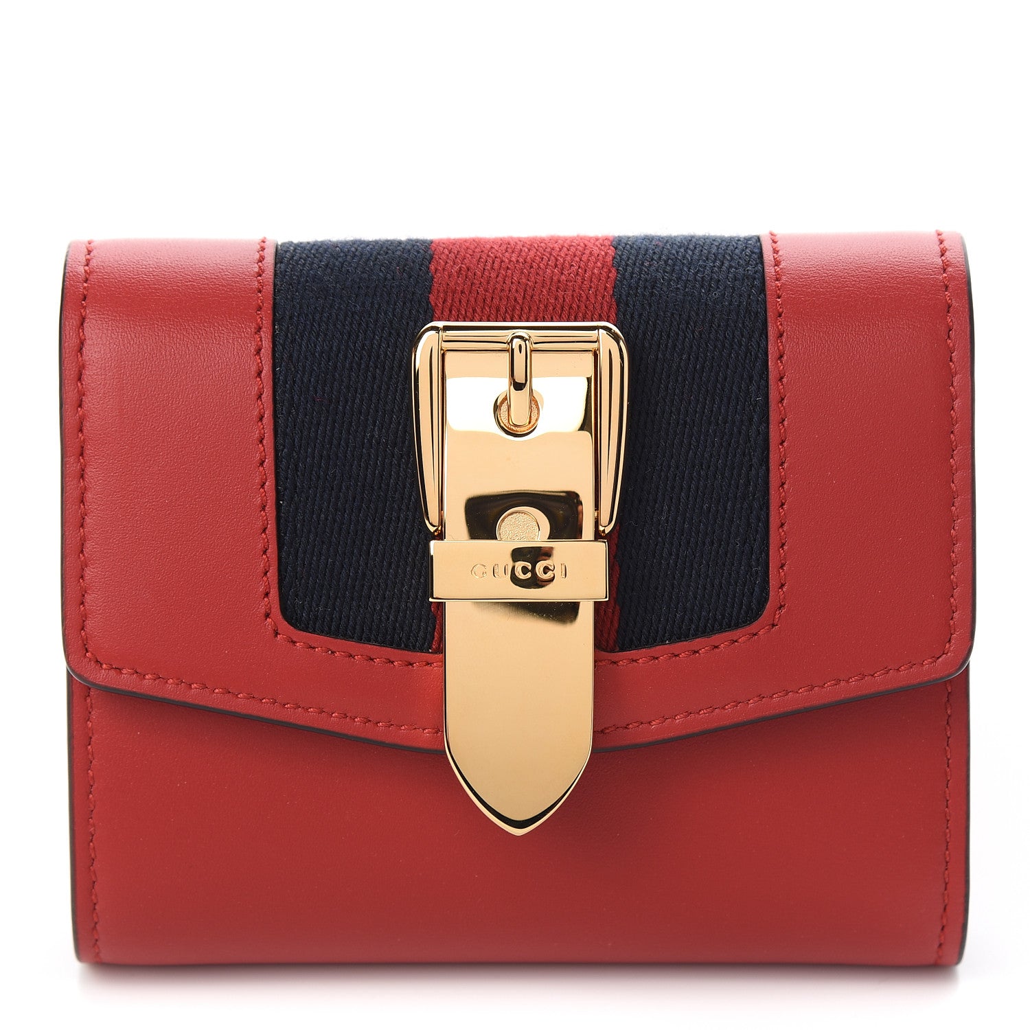 Gucci Calfskin Sylvie Wallet Hibiscus Red 1 of 8