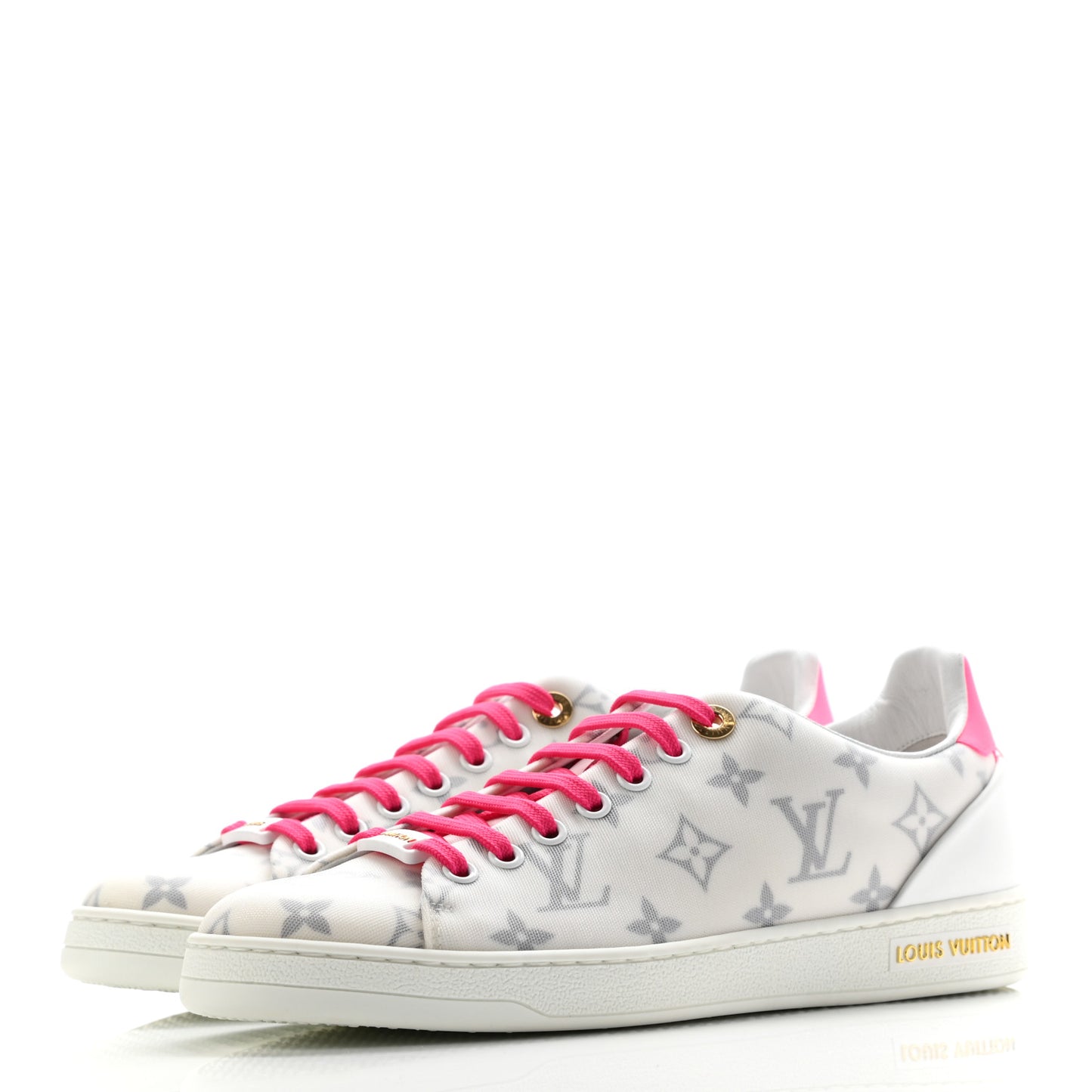 Technical Fabric Calfskin Monogram Frontrow Sneakers 38.5 Pink