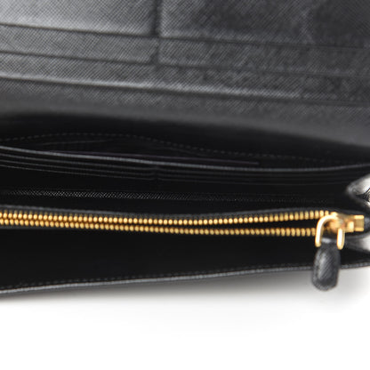 Prada Saffiano Metal Continental Flap Wallet Black 5 of 8