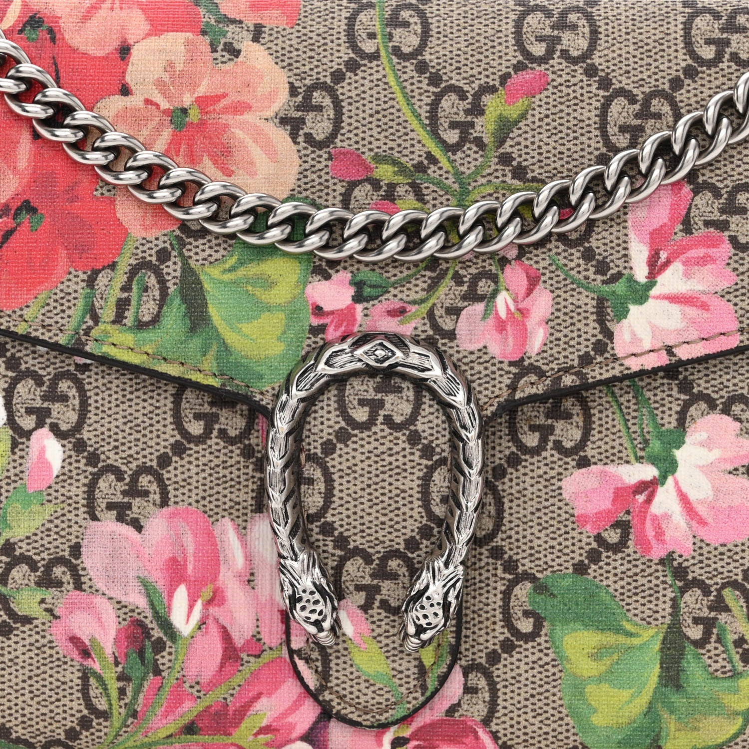 Gucci GG Supreme Monogram Blooms Mini Dionysus Chain Wallet Beige Multicolor Dry Rose 8 of 10