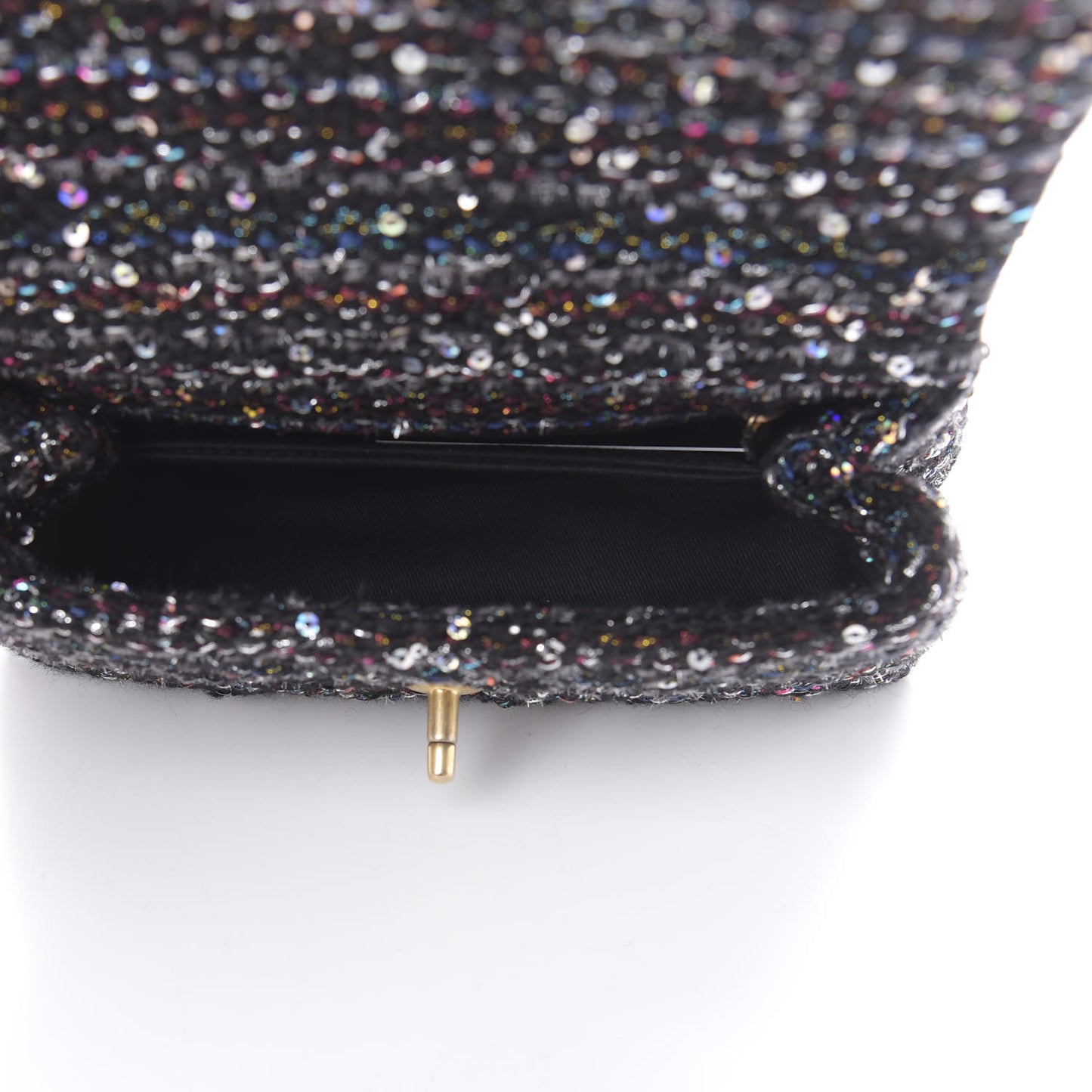 Tweed Sequin Mini Coco Handle Flap Black