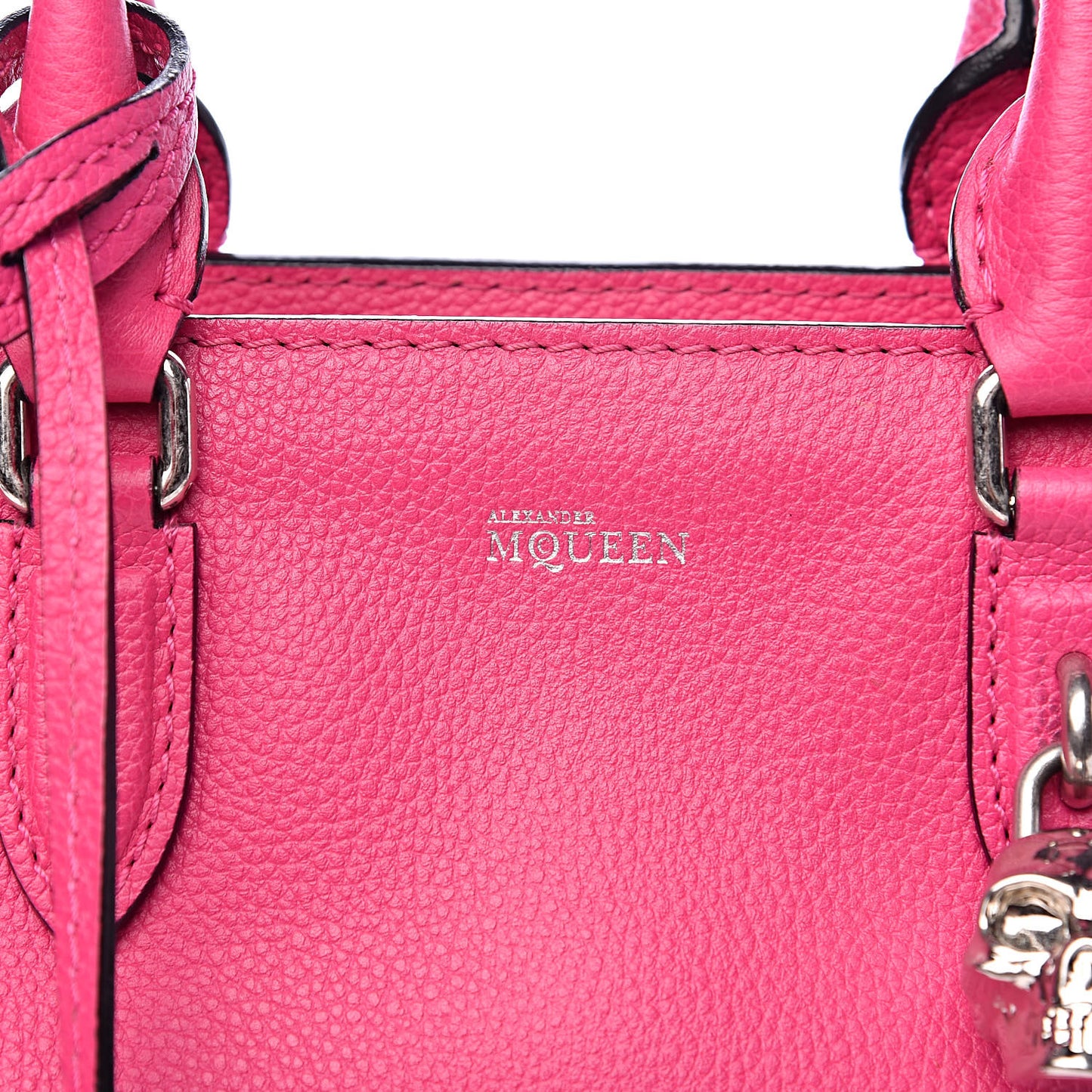 Pebbled Calfskin Small Skull Padlock Zip Around Tote Bouganville