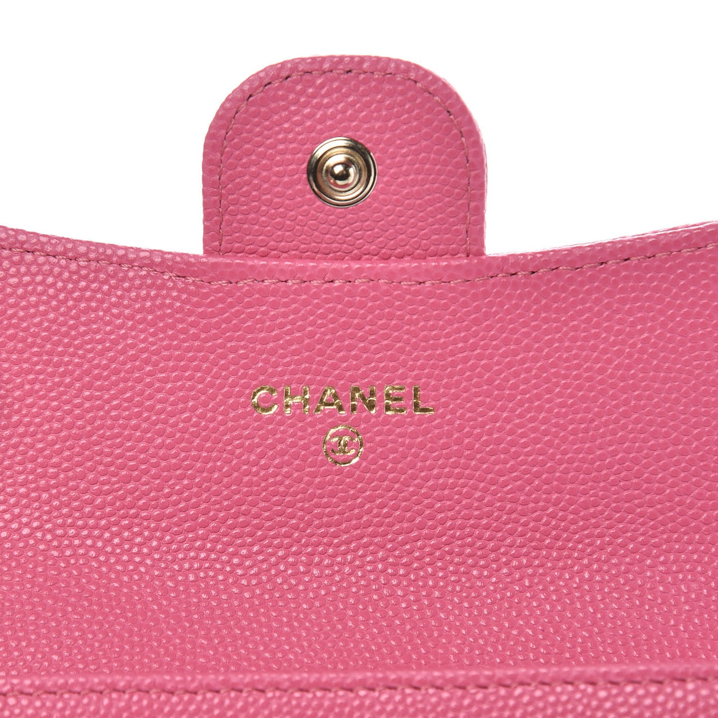 Caviar Quilted Flap Card Holder Pink