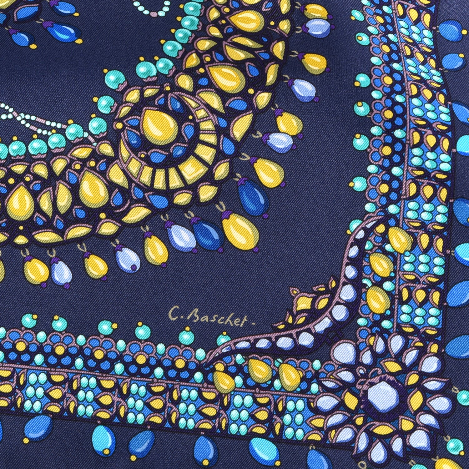 Hermes Silk Parures Des Maharajas Scarf 90 Caban Turquoise Arnica 3 of 4