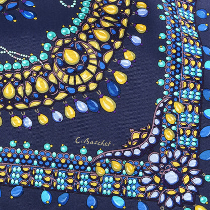 Hermes Silk Parures Des Maharajas Scarf 90 Caban Turquoise Arnica 3 of 4