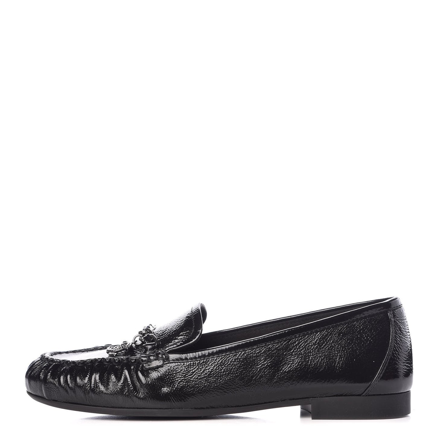Crackled Patent Calfskin CC Mocassin Loafers 40 Black