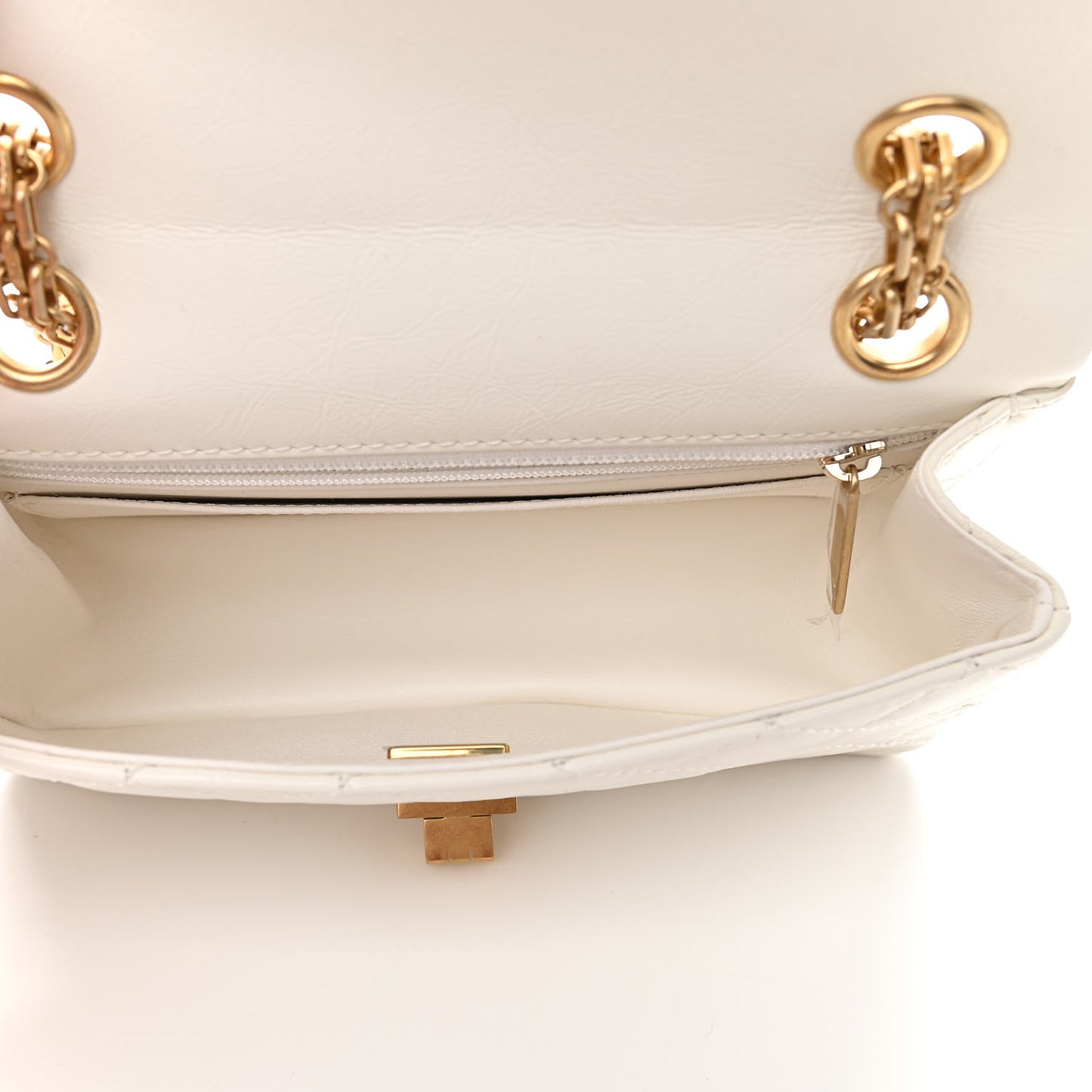 Aged Calfskin Quilted 2.55 Reissue Mini Flap White