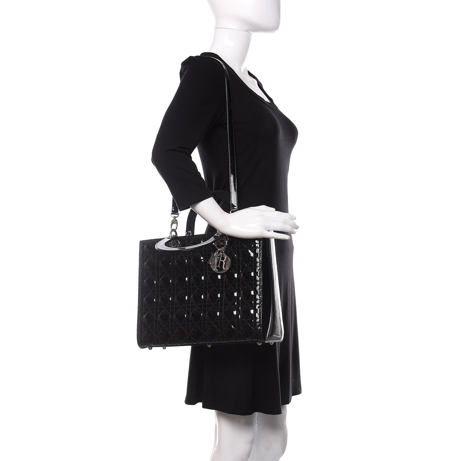 Christian Dior Patent Cannage Large Lady Dior Black 2 of 9