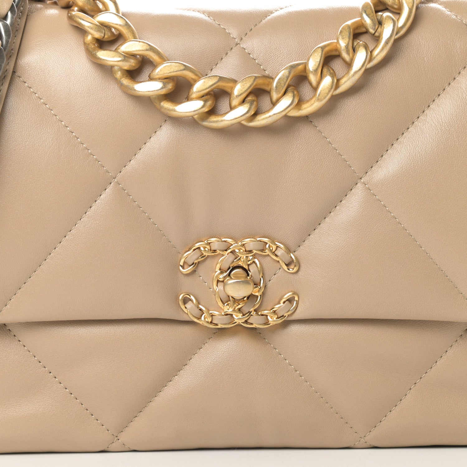 Chanel Lambskin Quilted Large Chanel 19 Flap Dark Beige 8 of 11
