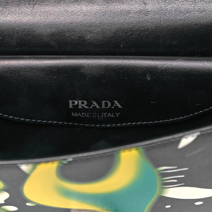 Prada City Calfskin Severine Mermaid Print Flap Black Mango 8 of 9