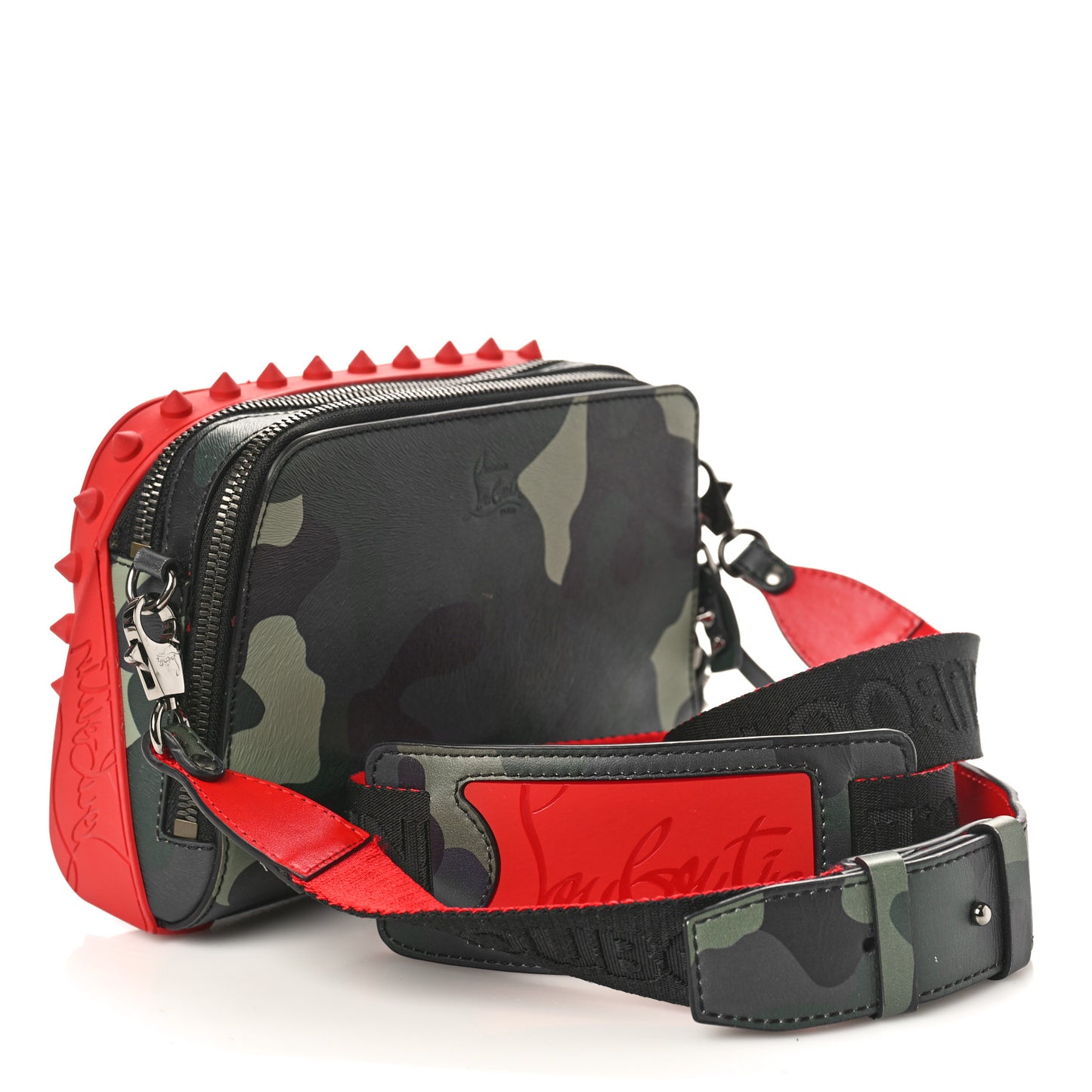 Calfskin Loubi Camouflage Gomme Spikes Loubitown Crossbody Multicolor