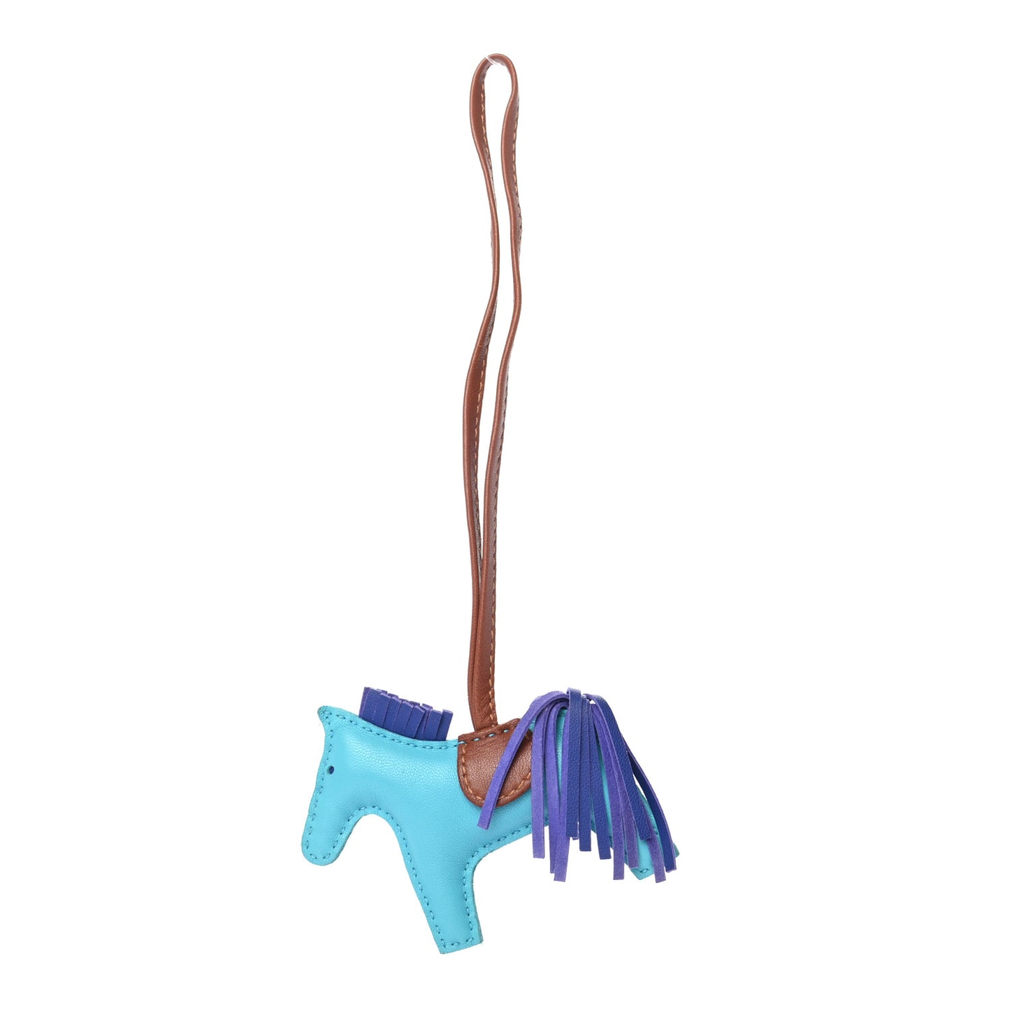 Milo Lambskin Grigri Rodeo Horse Bag Charm PM Bleu Azteque Bleu Electrique Fauve
