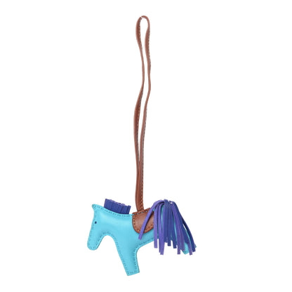 Hermes Milo Lambskin Grigri Rodeo Horse Bag Charm PM Bleu Azteque Bleu Electrique Fauve 1 of 3