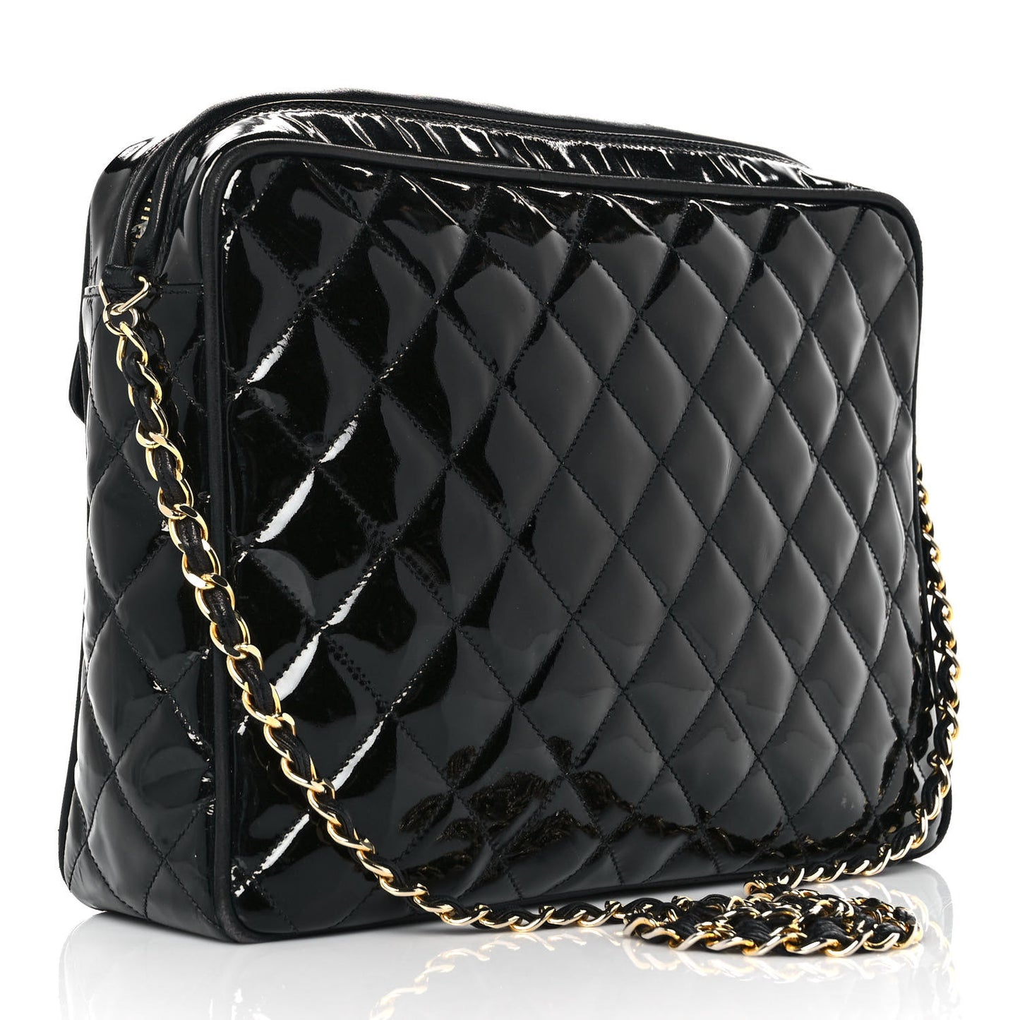 Patent Quilted Tassel Camera Case Black