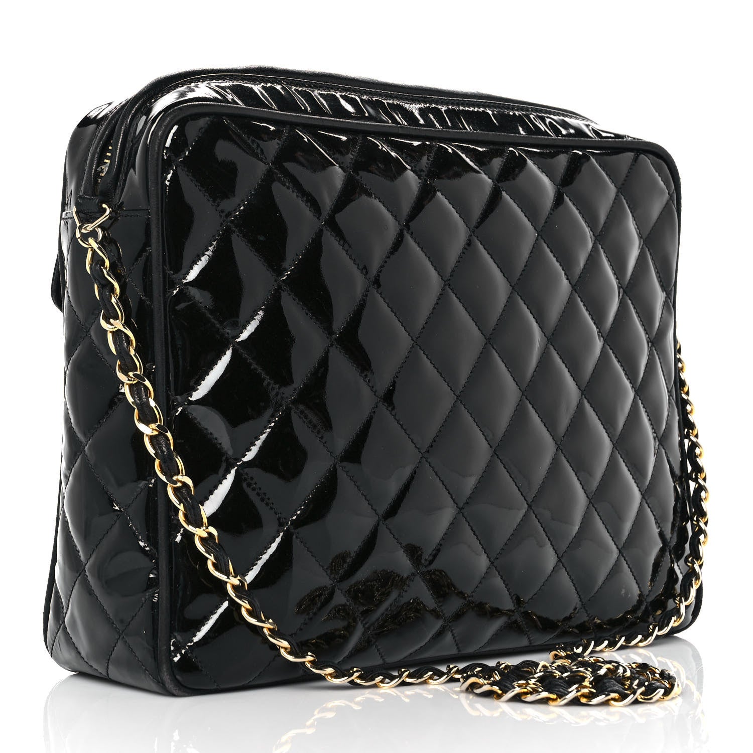 Chanel Patent Quilted Tassel Camera Case Black 3 of 12