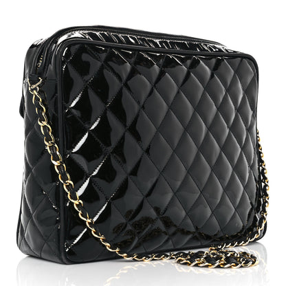 Chanel Patent Quilted Tassel Camera Case Black 3 of 12