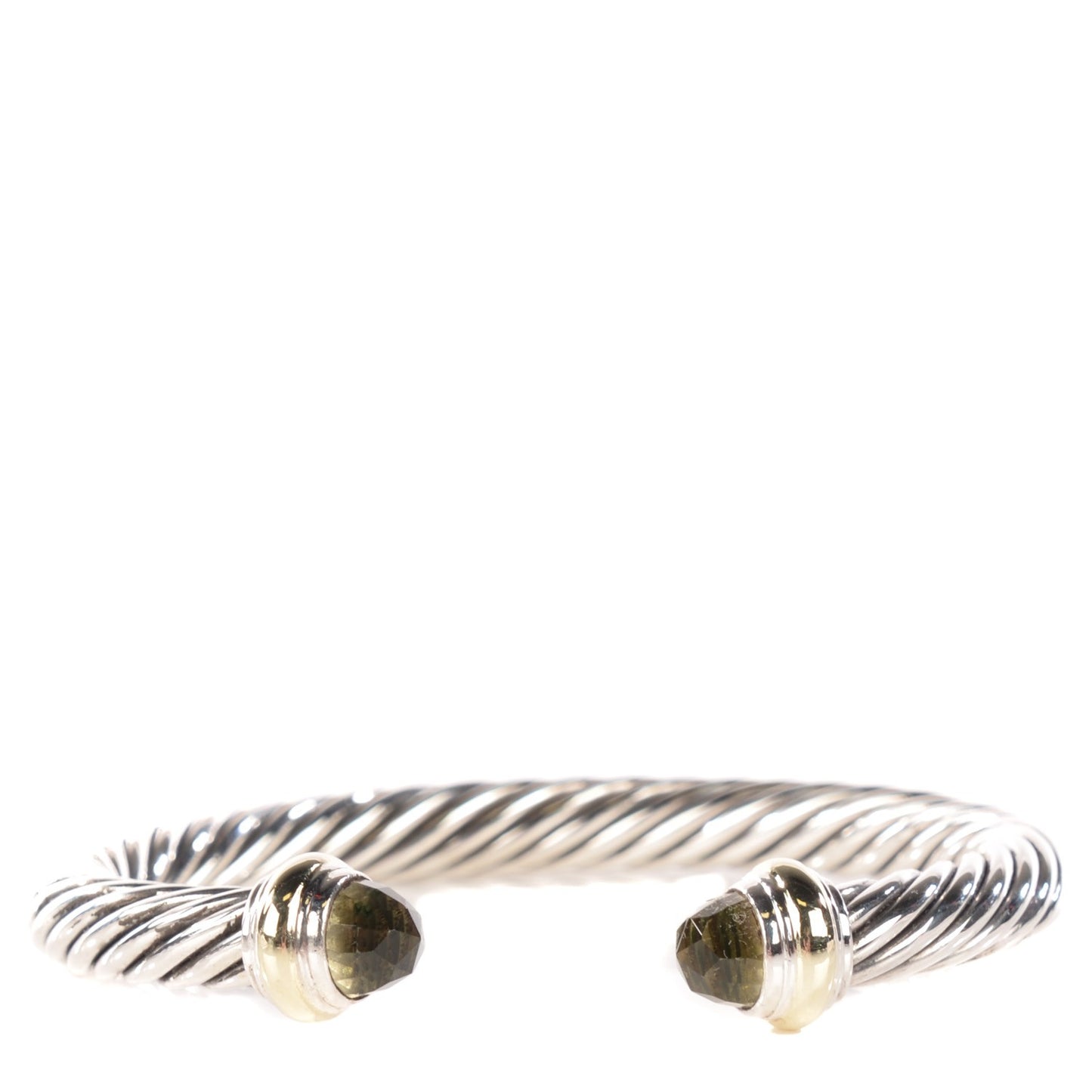 Sterling Silver 14K Yellow Gold Prasiolite 7mm Cable Classics Bracelet