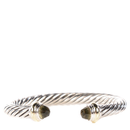David Yurman Sterling Silver 14K Yellow Gold Prasiolite 7mm Cable Classics Bracelet 1 of 5