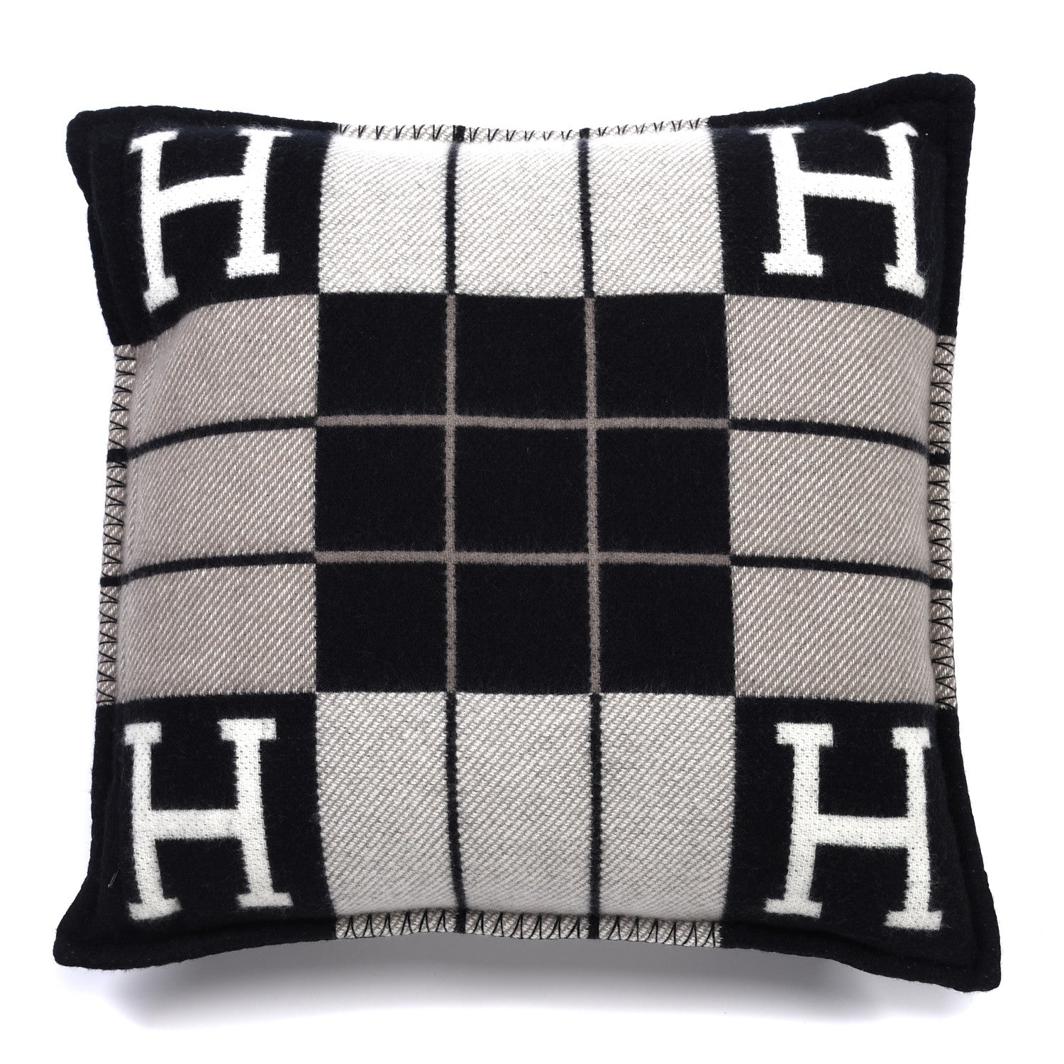 Hermes Wool Cashmere Avalon III Pillow PM Ecru Black 2 of 3