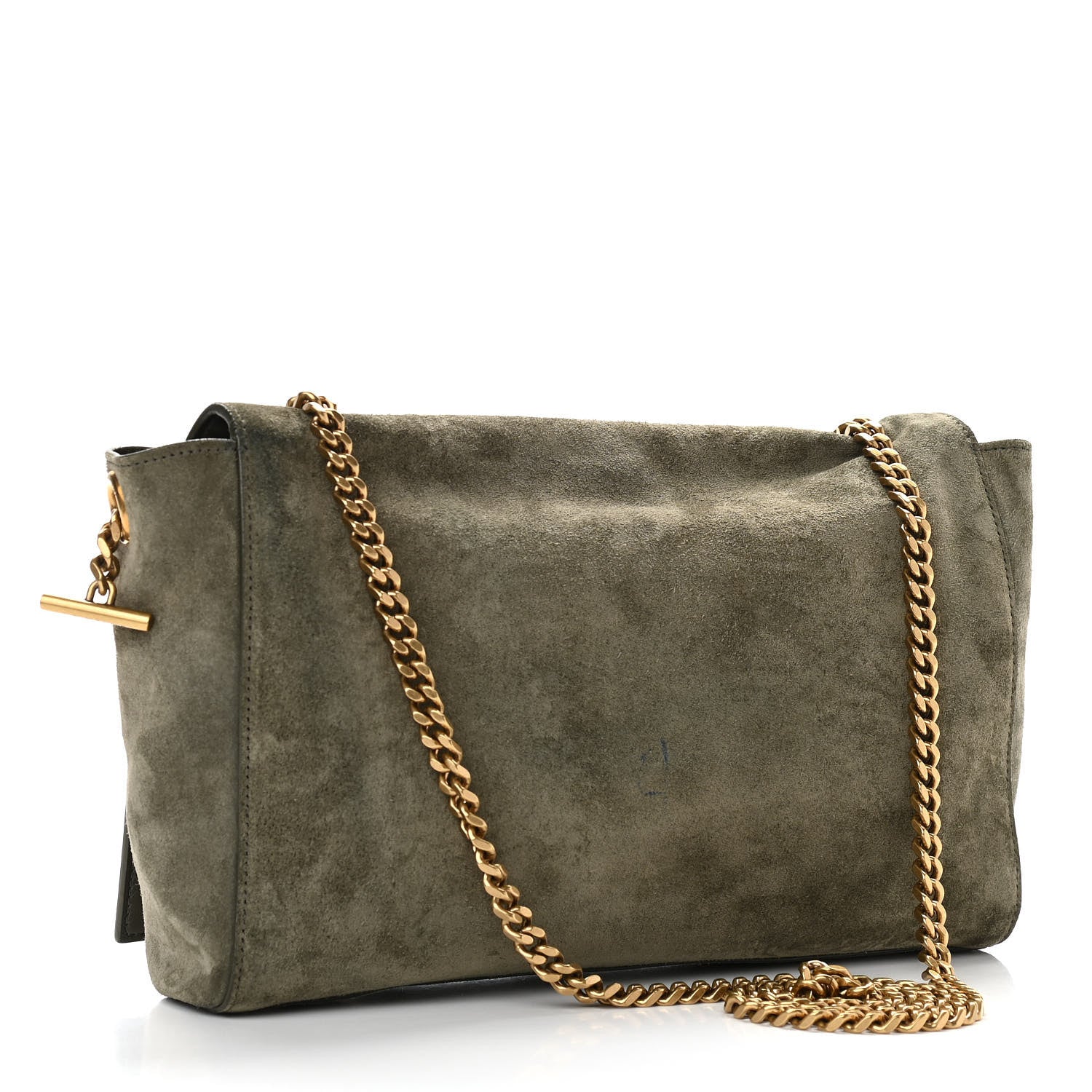 Saint Laurent Suede Medium Reversible Monogram Kate Satchel Olive 2 of 10