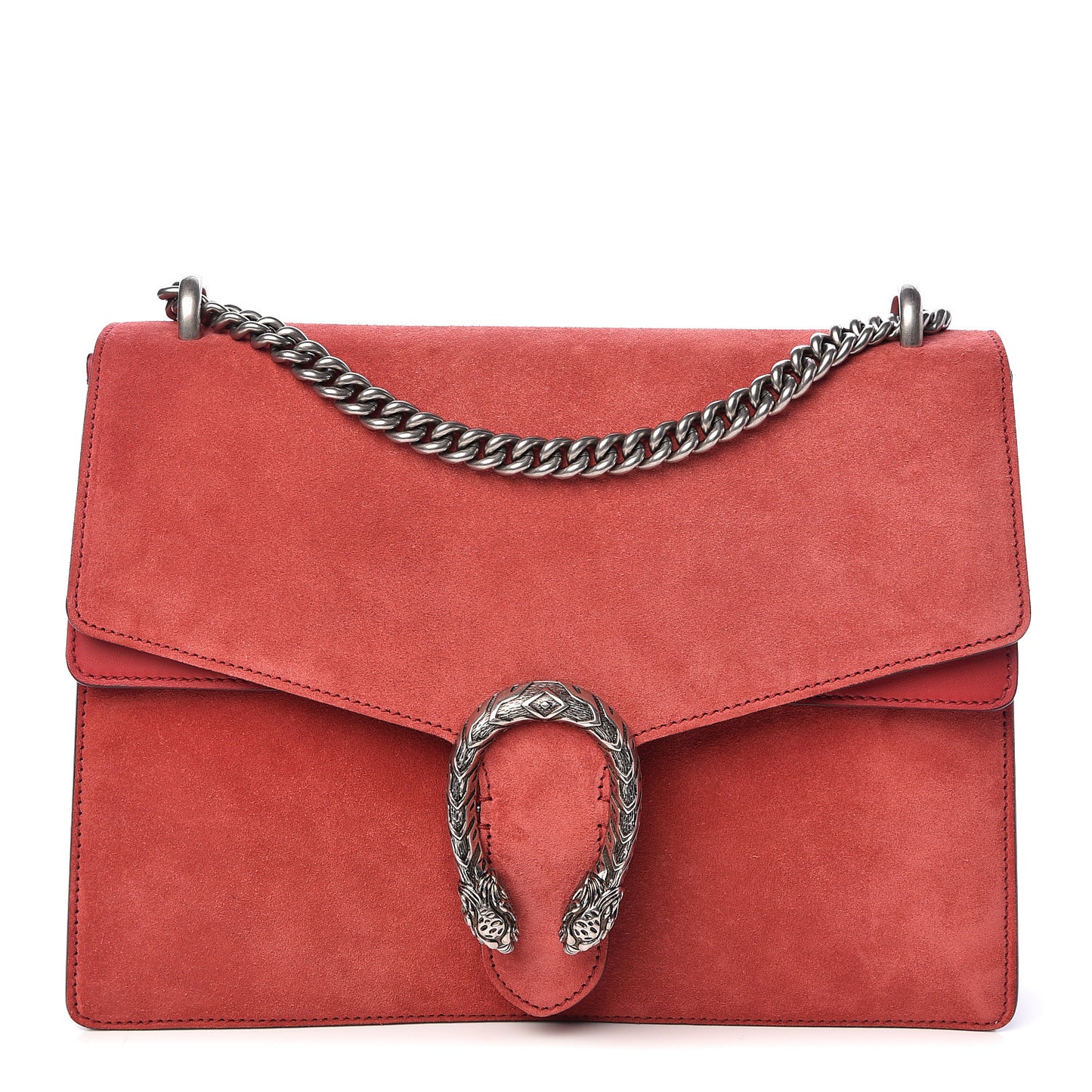 Suede Vitello Velvet Medium Dionysus Shoulder Bag Vulcanic Red
