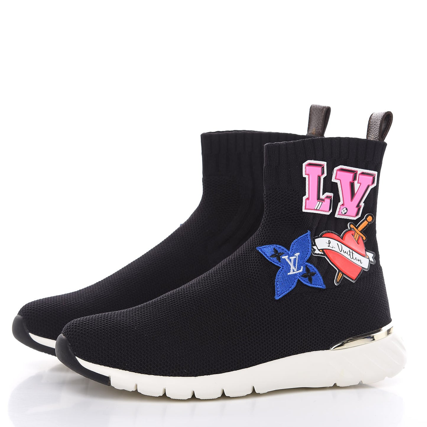 Stretch Fabric LV Black Heart Sock Sneaker 36.5 Black