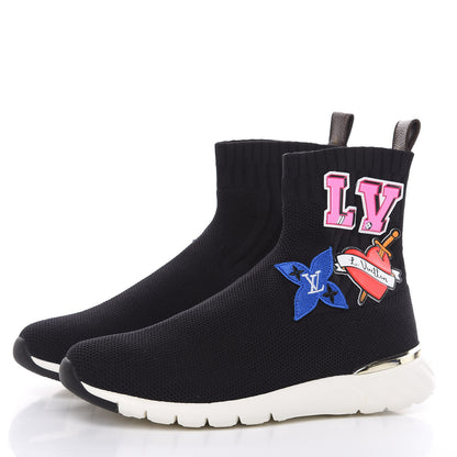 Louis Vuitton Stretch Fabric LV Black Heart Sock Sneaker 36.5 Black 3 of 8