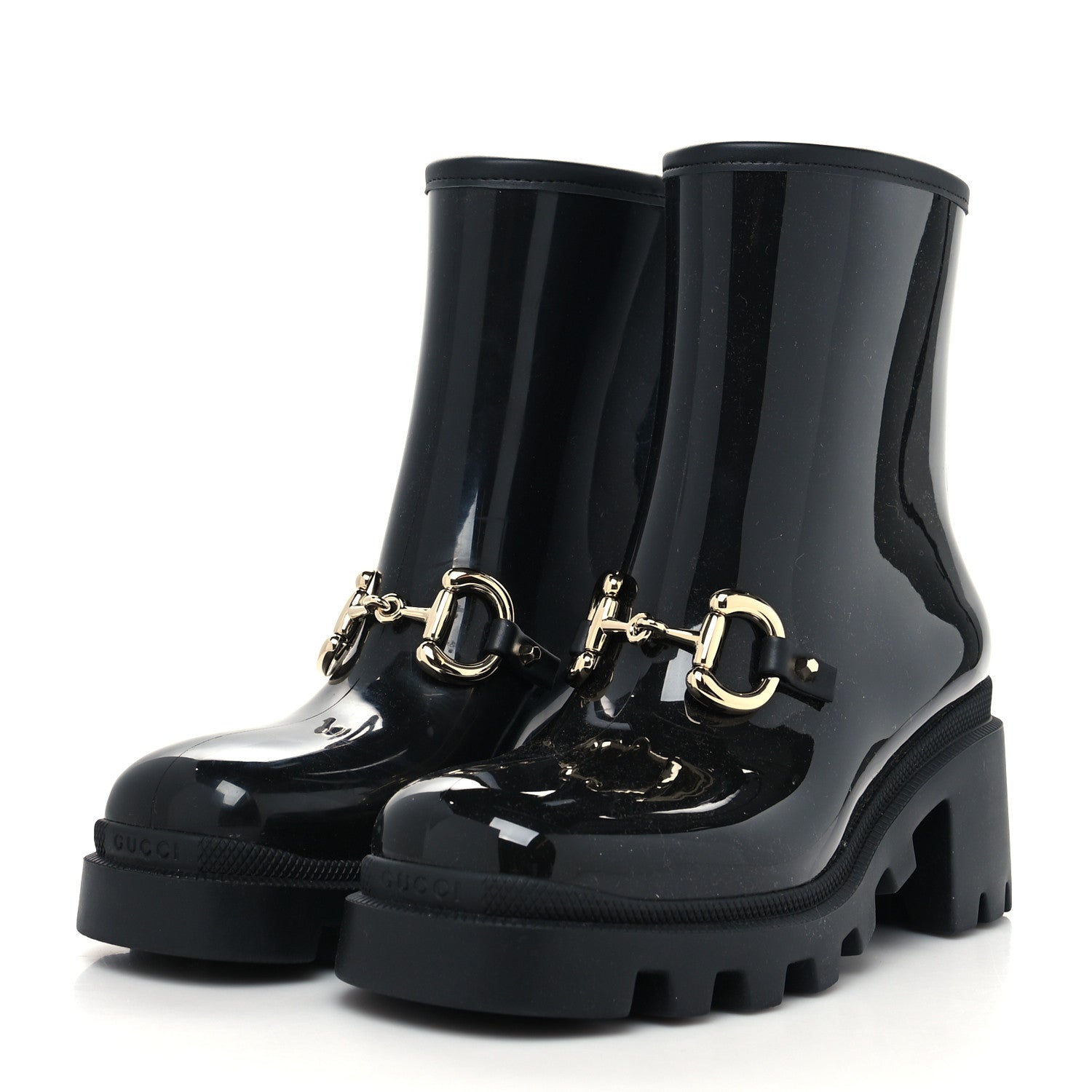 Gucci Rubber Womens Horsebit Ankle Boots 36 Black 3 of 6