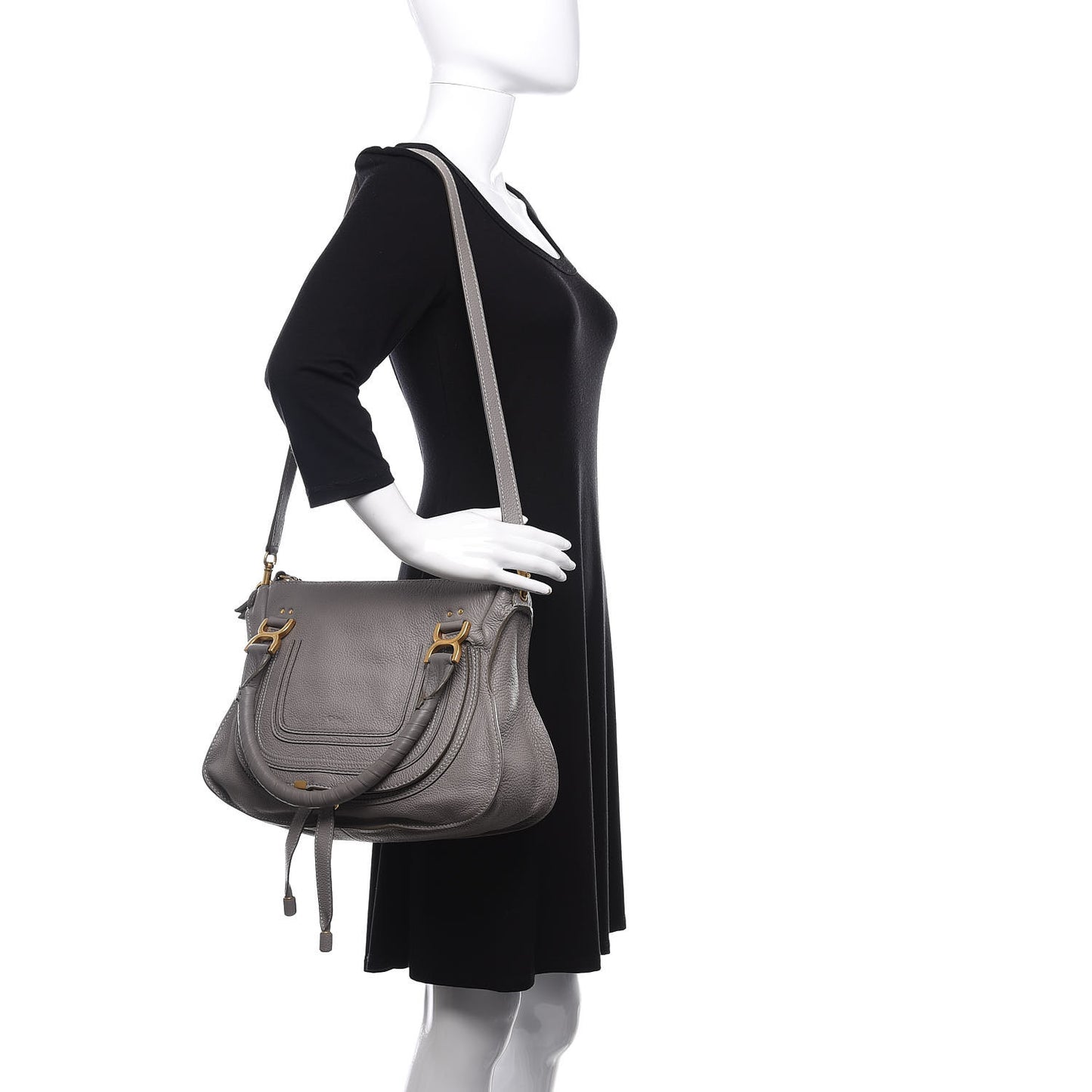 Calfskin Medium Marcie Satchel Cashmere Grey