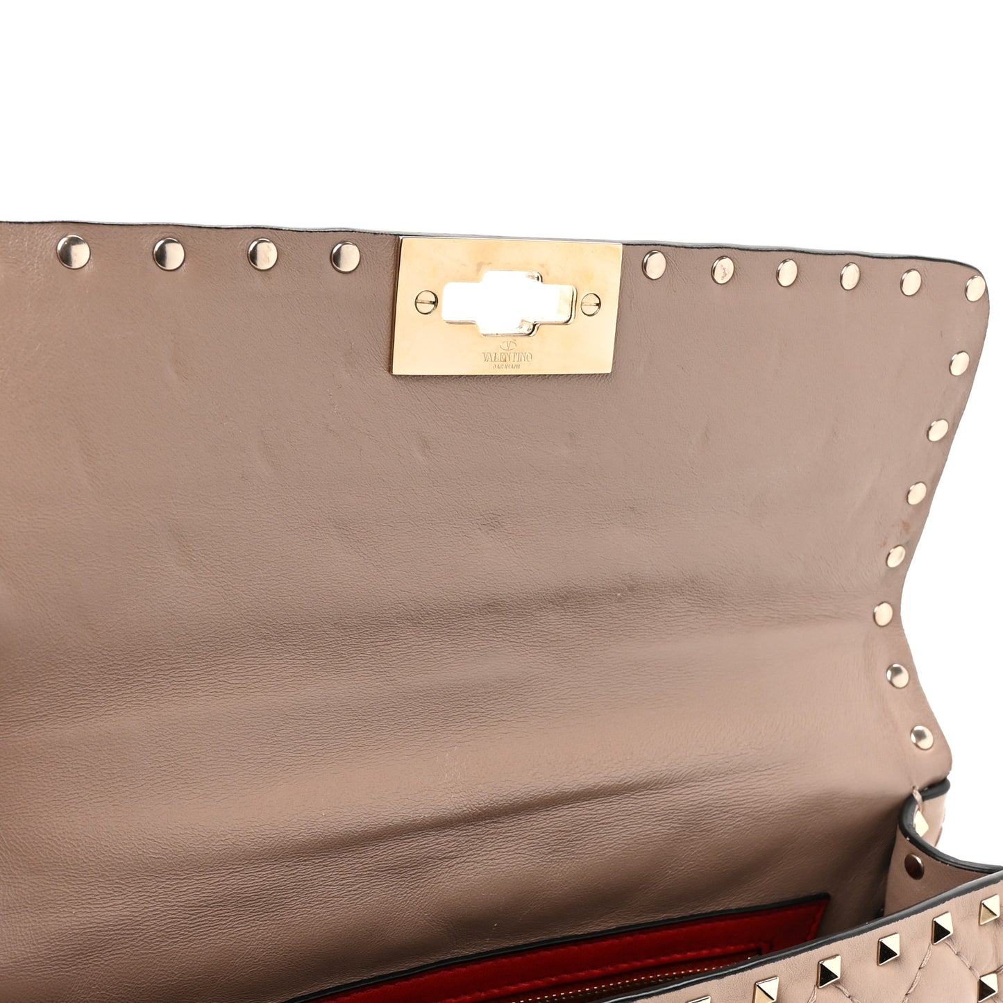 Nappa Medium Rockstud Spike Shoulder Bag Poudre