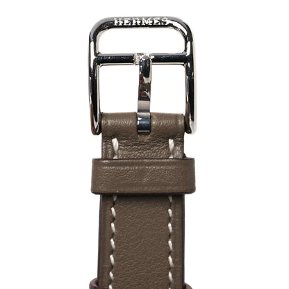 Hermes Swift Heure H Hour Mini 17mm Watch Double Tour Strap Etoupe 7 of 8