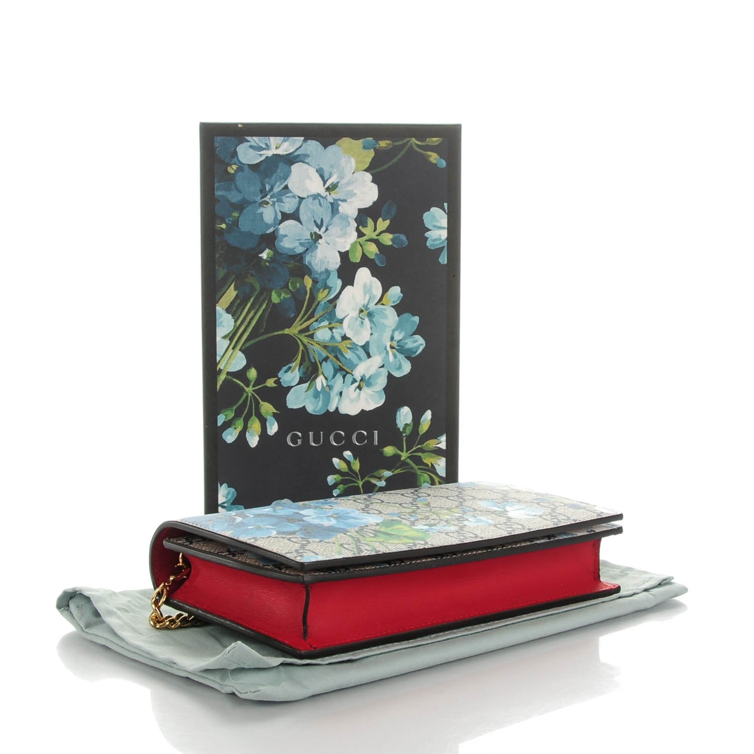 Gucci GG Supreme Monogram Blooms Chain Wallet Blue 4 of 8