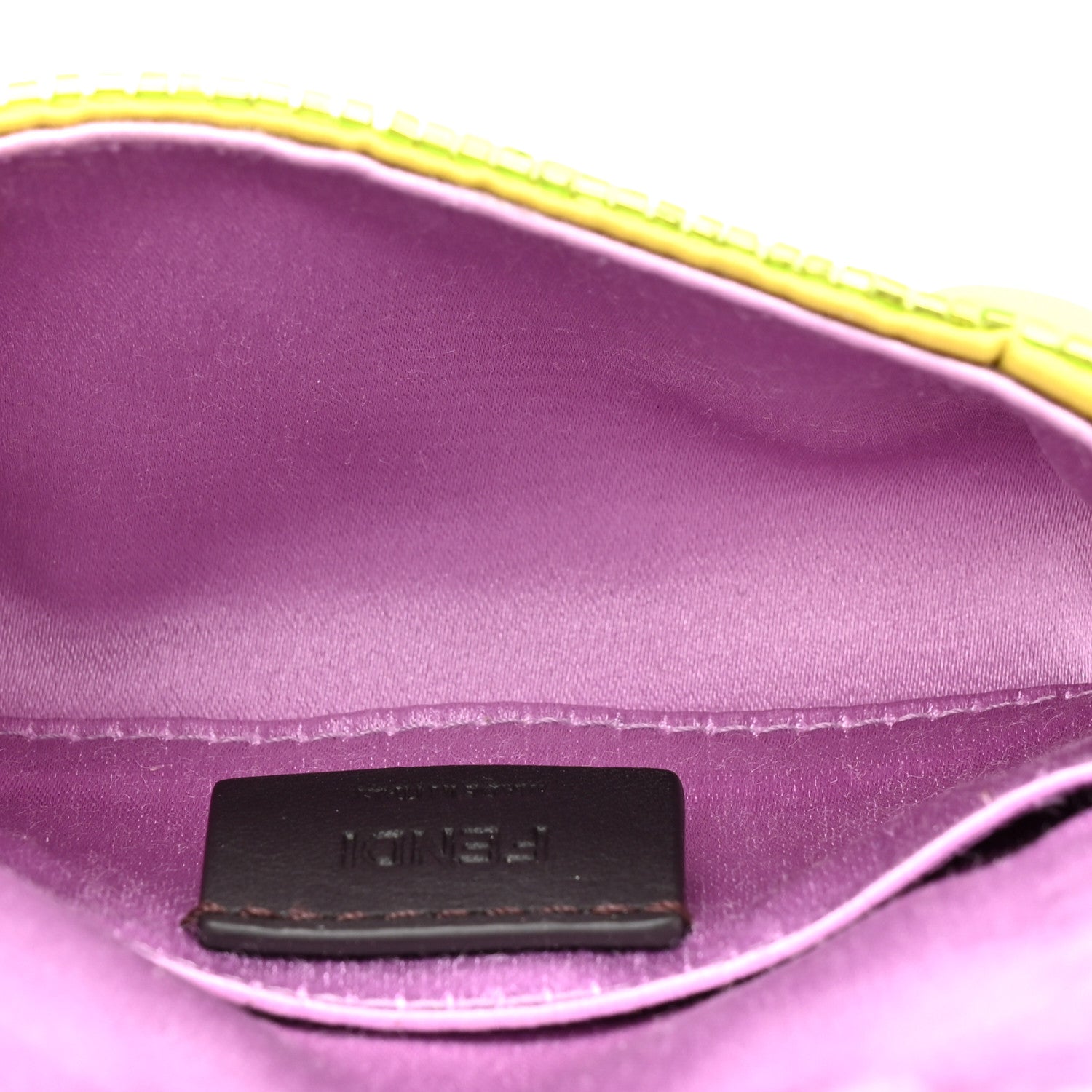Fendi Sequin Paillettes Shiny Nappa Sex and the City Nano Maxi Buckle Baguette Charm Wasabi 5 of 12