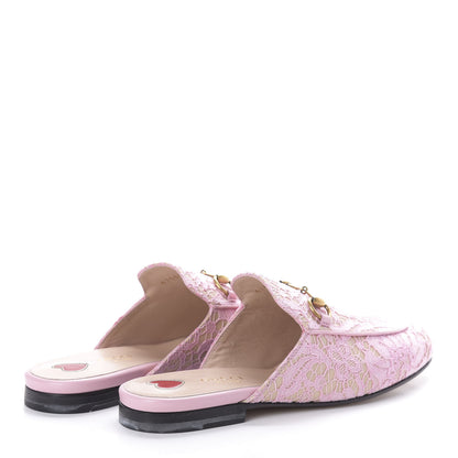 Gucci Lace Malaga Kid Womens Princetown Slippers 36 Sugar Pink Skin Rose 4 of 7
