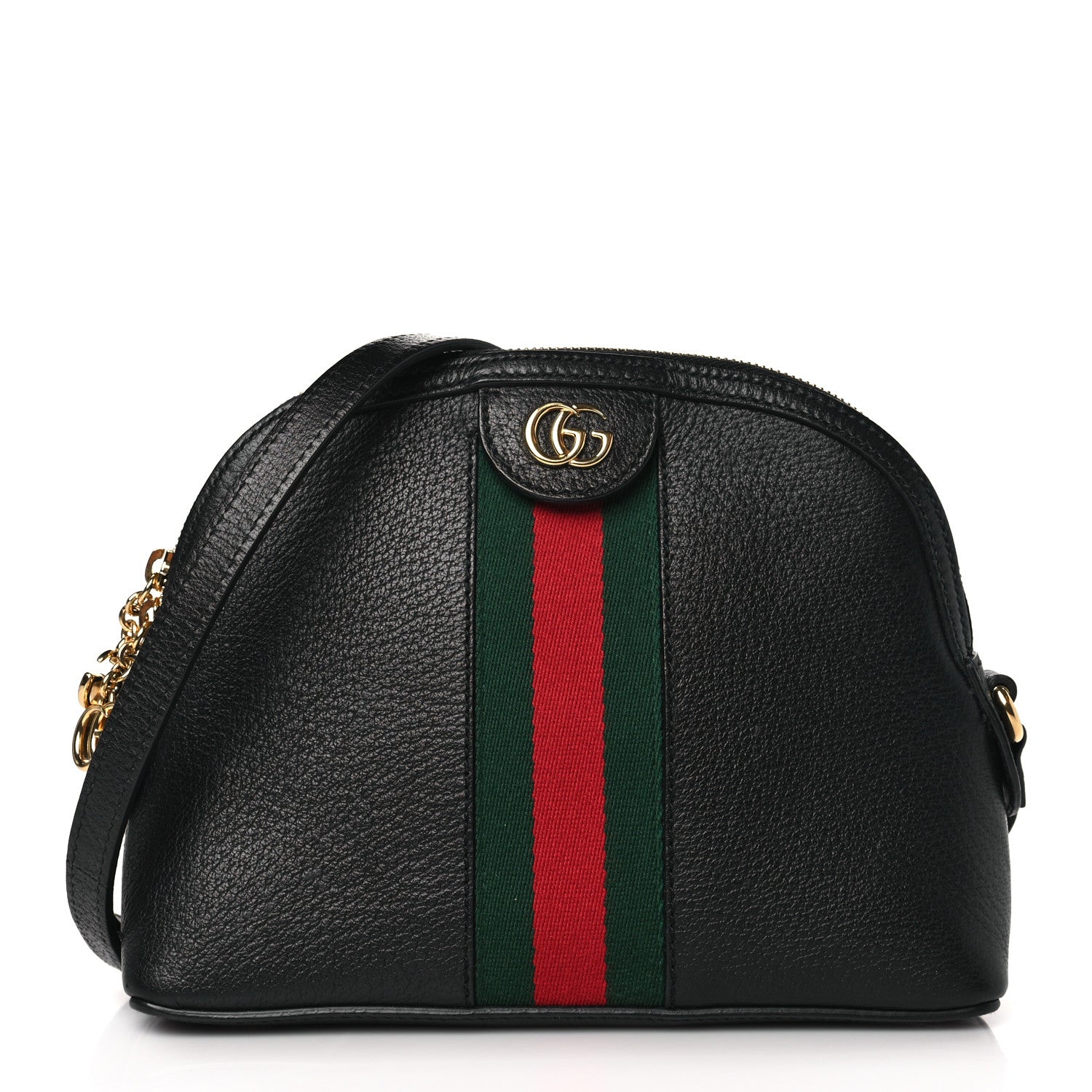 Gucci Calfskin GG Web Small Ophidia Dome Shoulder Bag Black 1 of 9