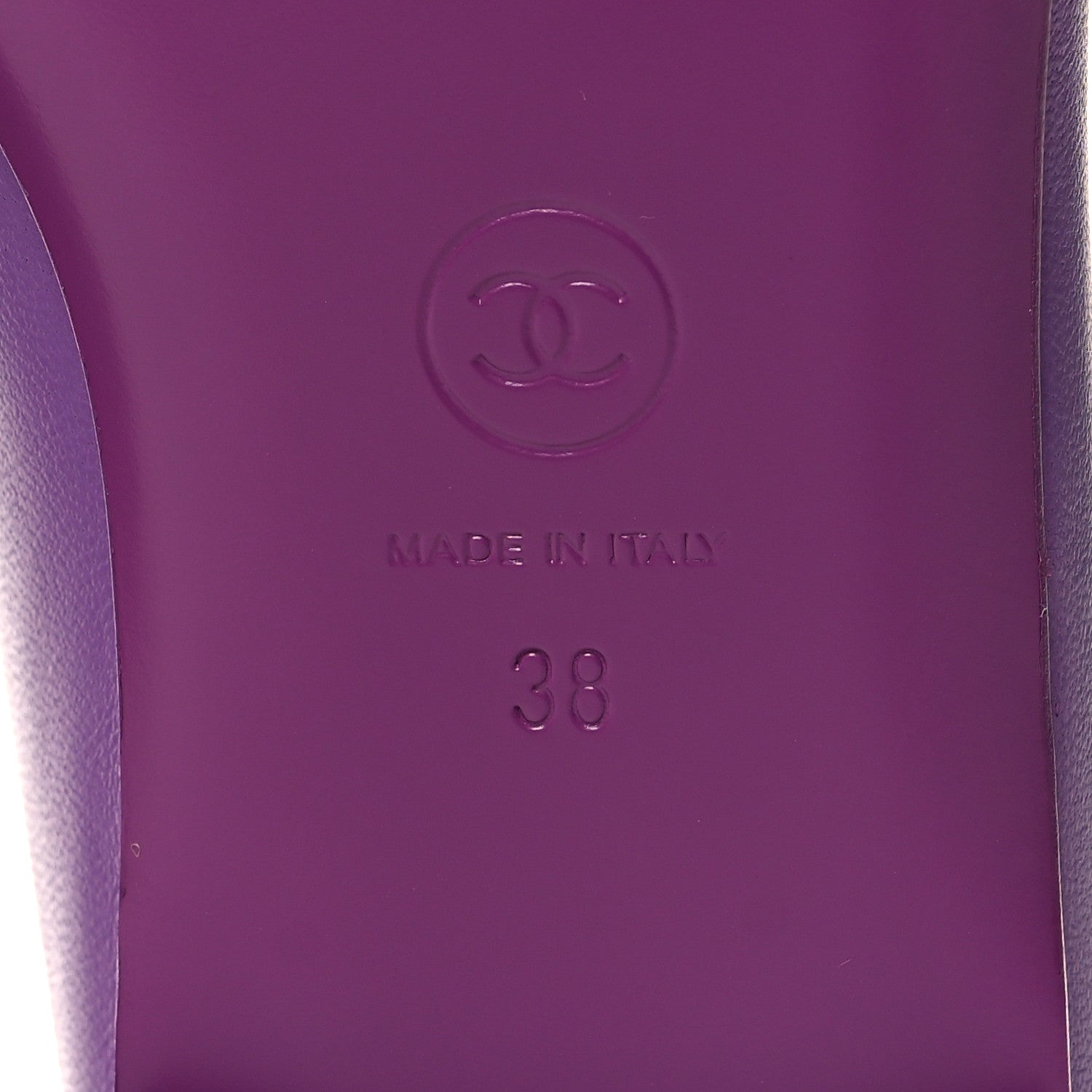 Chanel Lambskin Patent Calfskin Cap Toe Ankle Chain Ballerina Flats 38 Purple 7 of 9