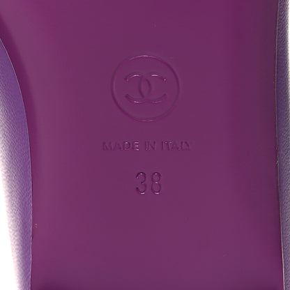 Chanel Lambskin Patent Calfskin Cap Toe Ankle Chain Ballerina Flats 38 Purple 7 of 9