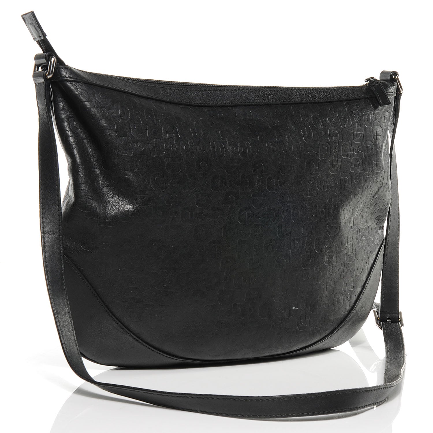 Gucci Calfskin Horsebit Embossed Large Half Moon Hobo Black 3 of 8