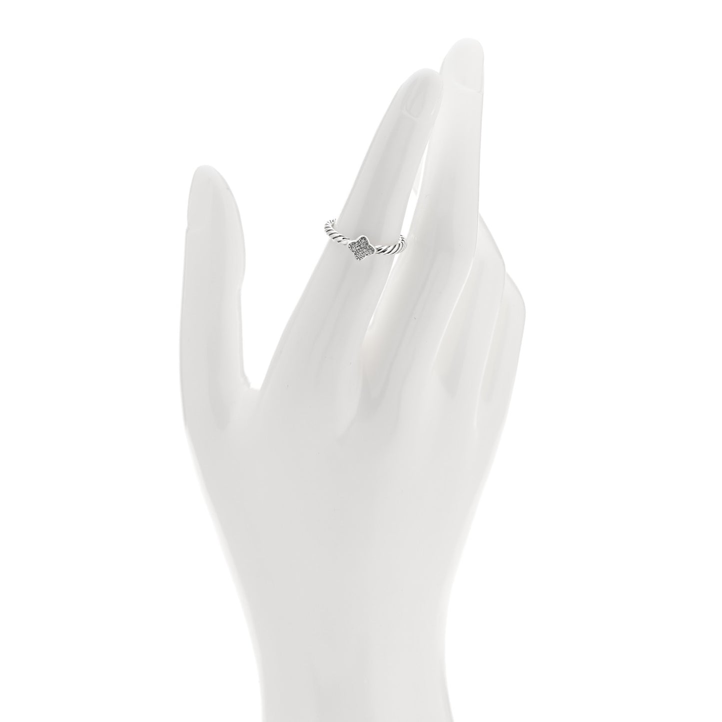 Sterling Silver Diamond Quatrefoil Ring 50 5.25