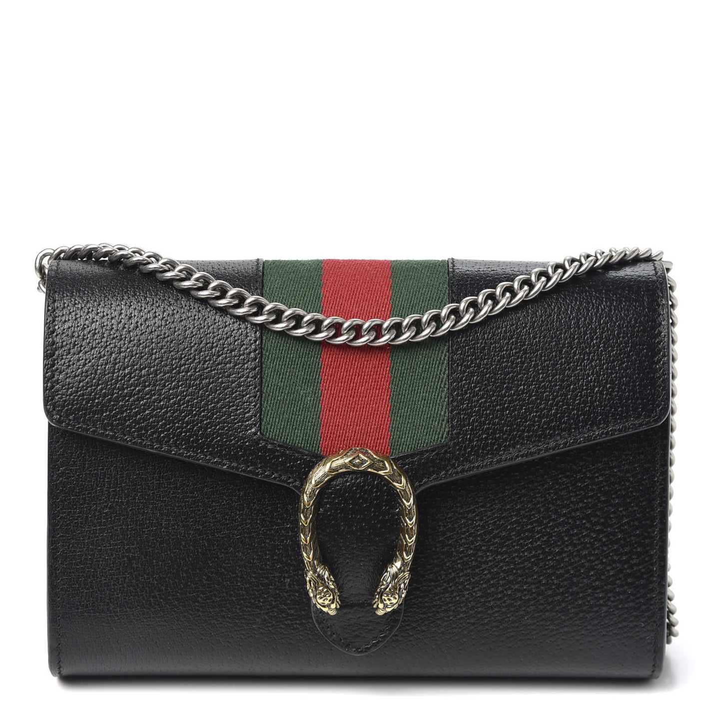 Calfskin Web Mini Dionysus Chain Wallet Black