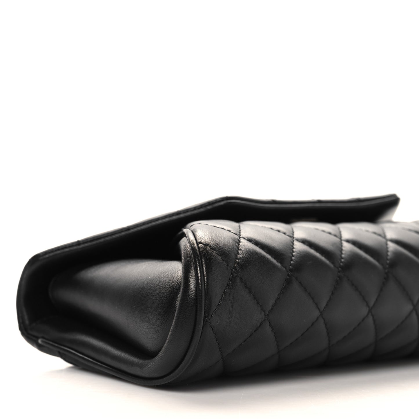 Lambskin Quilted Fold Up Again Clutch Black