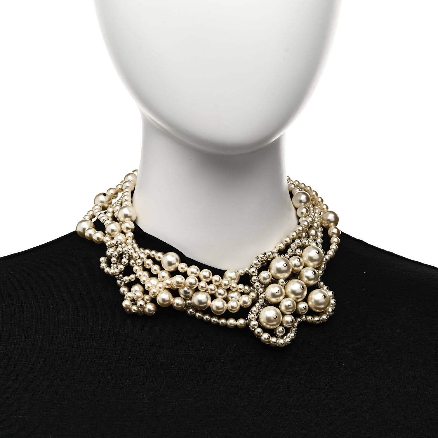Chanel Pearl Multi Strand Choker Necklace Silver 2 of 7