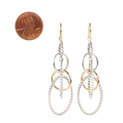David Yurman Sterling Silver 18K Yellow Gold Mobile Oval Drop Earrings 2 of 3